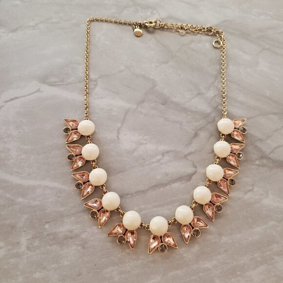 J. Crew Jewelry - 💕 J.Crew White Pink Blue Rhinestones Crystals Cluster Statement Necklace 💕